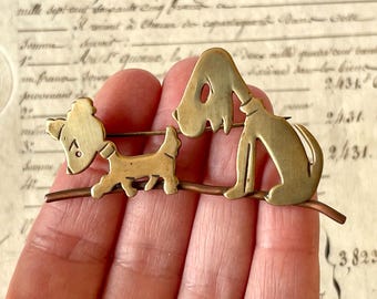 Vintage Art Deco Dog Brooch/Pin - Brass & Copper - Circa 1930's - 1940's.