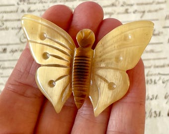 Vintage Carved Horn Butterfly Brooch/Pin - 20th Century.