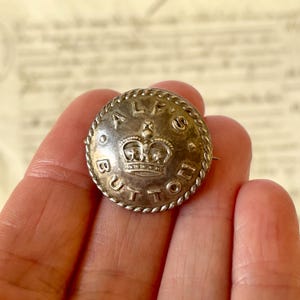 Antique/Vintage 'Alf's Button' Silver Pin/Badge - Good Luck - Regiment Button - Circa WWI 1910's-20's.