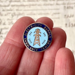 Vintage Enamel Electricity/Ambulance Service Badge/Pinback - &#39;British Electricity Ambulance Centre&#39; Circa 1940&#39;s-1950&#39;s.
