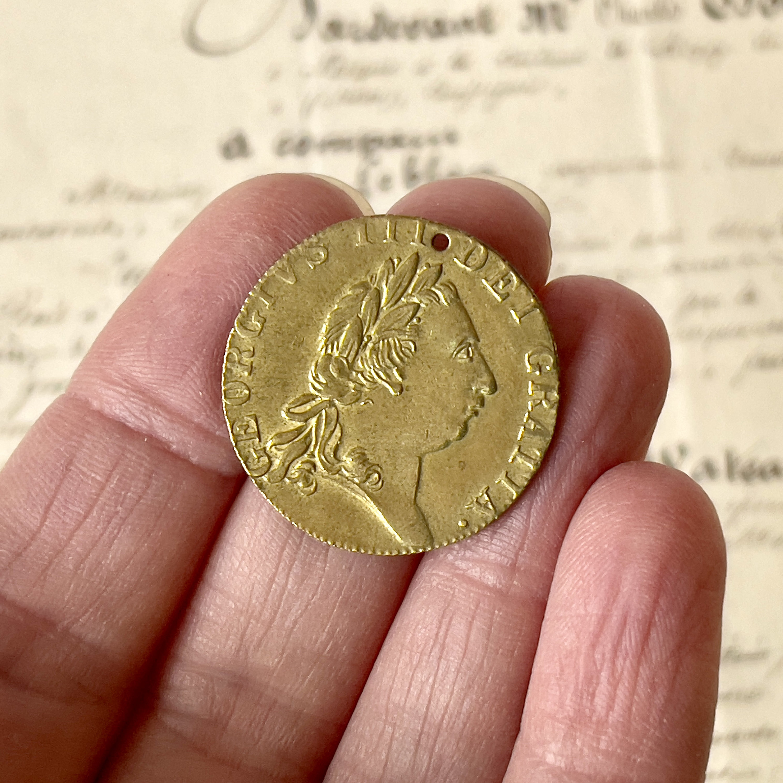 Antique 1768 'spade Guinea' Token/gambling Token/jeton - Watch Fob