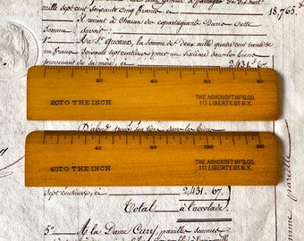 Righelli/regole/misure antiche/vintage in legno di bosso - 'Ashcroft Manufacturing Company N.Y' - Inizio del XX secolo.