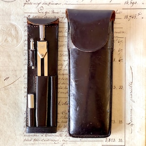 Vintage 'Wild Heerbrugg' Schweizer Kompass / Divider Set In Original Ledertasche - Circa 1960er bis 80er Jahre.