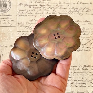 Antique/Vintage Carved Mother Of Pearl/Abalone - Extra Large - Flower Shape.