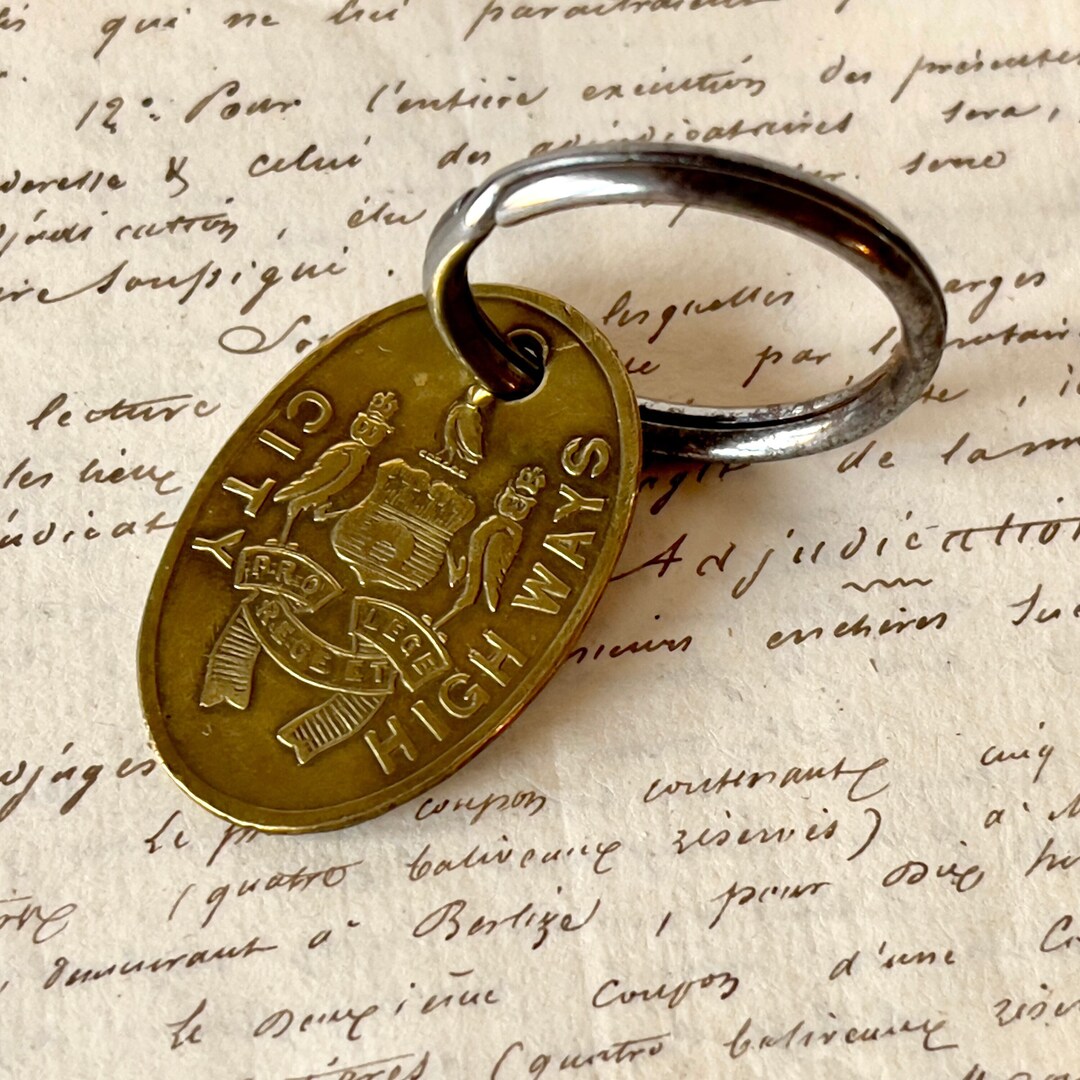 Vintage Stamped Brass Key Fob/key Tag Key 'leeds City High Ways' Mid