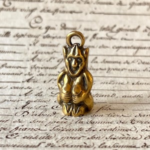 Hada/Piskie/Duende de latón vintage - Cockington - Llavero/Ficha - Amuleto de la buena suerte.