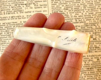 Antique Mother Of Pearl Cheroot Holder - Hand-Carved - 'Ostende' - Victorian/Edwardian Era.