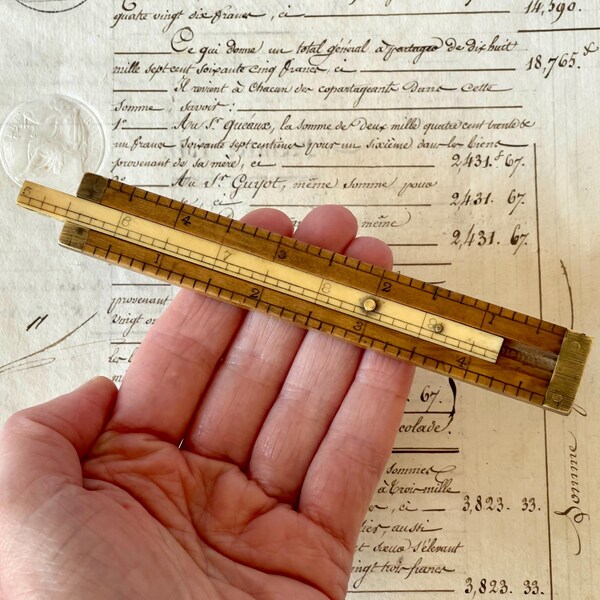 Antique/Vintage Milliner's Gauge - Head & Hat Size - Boxwood + Bone - Edwardian-Early 20th Century.