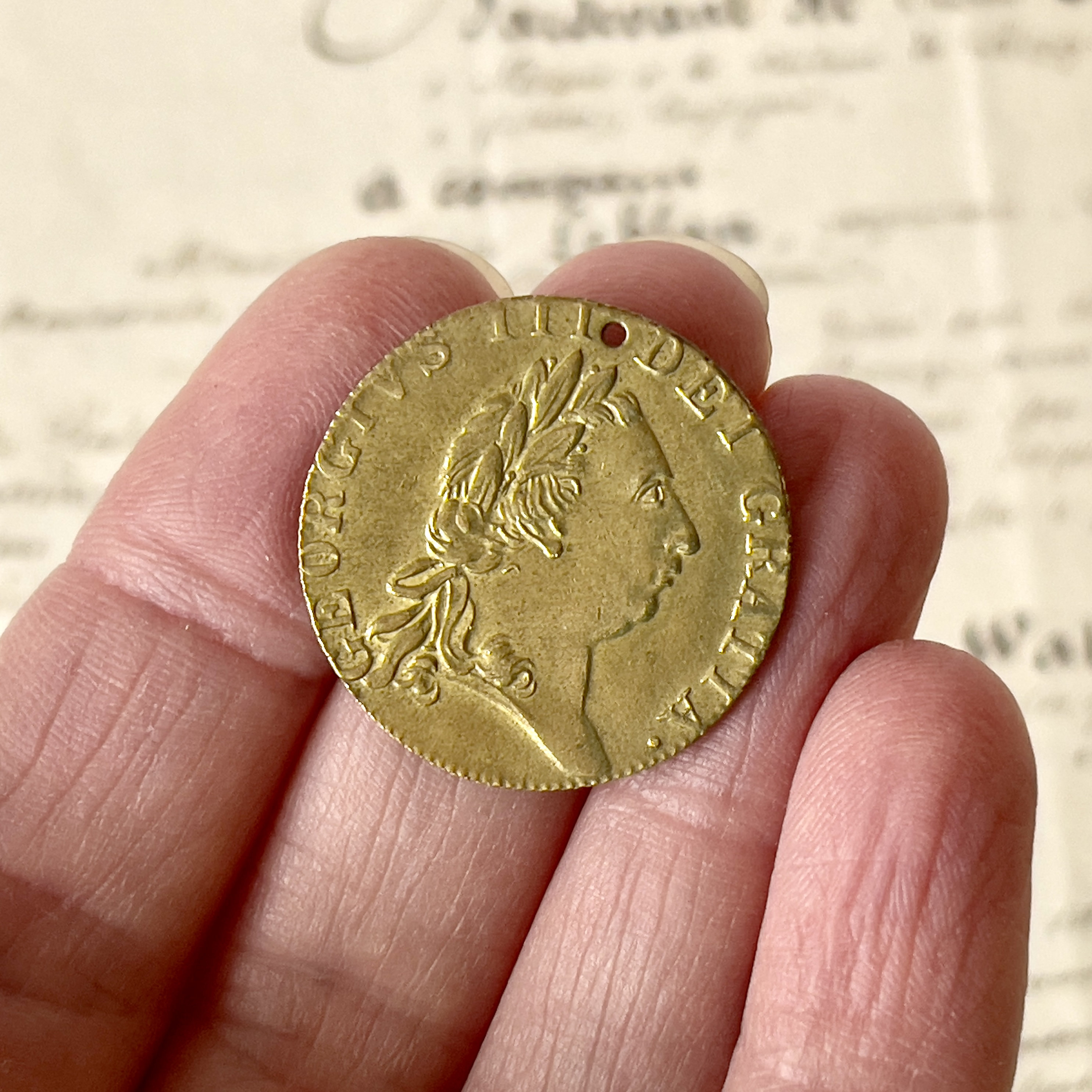 Antique 1768 'spade Guinea' Token/gambling Token/jeton - Watch Fob