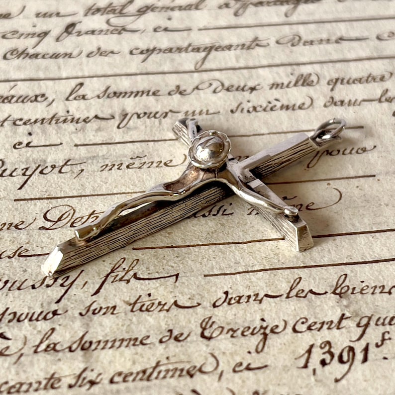 Vintage Silver Crucifix/Cross Pendant - Modernist/Sculptural Crucifix. image 1