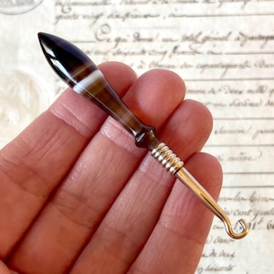 Antique/Vintage Agate Button Hook - Banded Agate - Button Hook - Victorian/Edwardian.