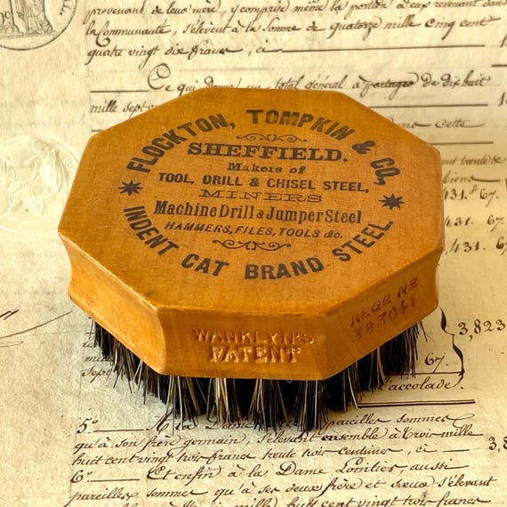 Antique/Vintage Advertising Brush - British Steel Manufacturing Firm - Wood & Bristle - Circa 1900-1910's.