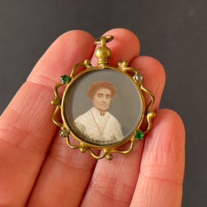 Antiek/vintage fotomedaillon - fotohanger die kan worden geopend - dubbele afbeelding medaillon - edwardiaans.