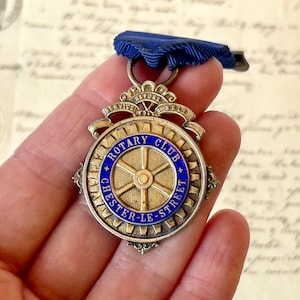 Vintage Rotary Club Medal/Medallion - Sterling Silver & Enamel - Circa 1950&#39;s.