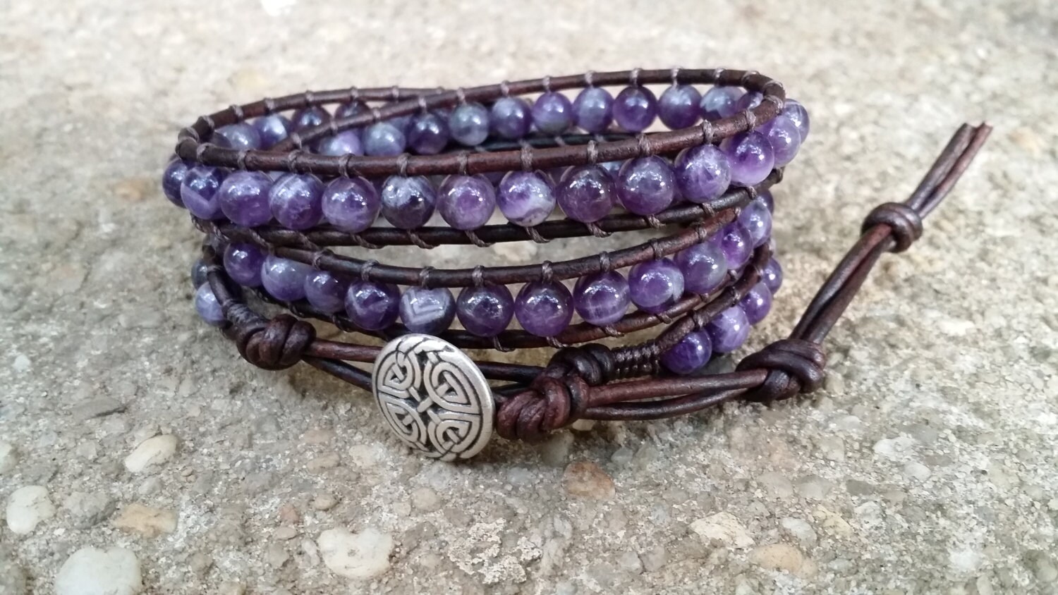 Amethyst leather bracelet Clearance