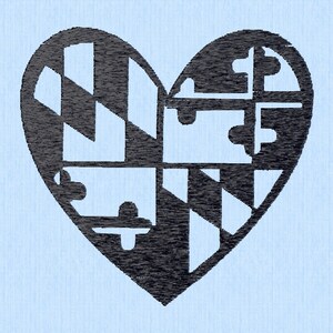 Maryland Flag Heart INSTANT DOWNLOAD Embroidery Digital File