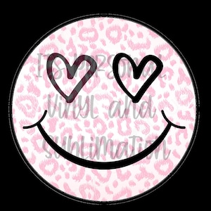 PINK LEOPARD heart smiley face
