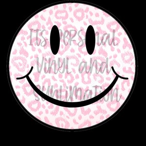 SMILEY FACE Pink Leopard
