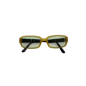 Persol 2505-S Sunglasses Yellow Black Frame Green Lens Italy Vintage 53-17-135