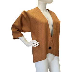 Adele Simpson John Baldwin Vintage 80s Linen Structured Button Front Jacket 12