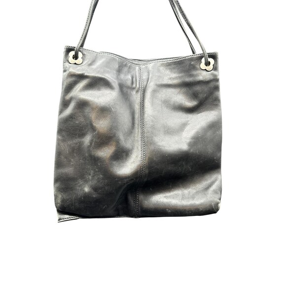 Vintage Francesco Biasia Black Leather Triple Compartment Shoulder 