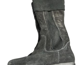 Y2K Voodoo Suede Leather Sweater Knit Black Knee High Boots Sz 8.5