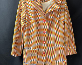 1960s Boutique of California women's MOD polyester jacket geometric blazer