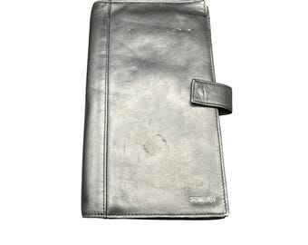 Tumi Black Leather Travel Wallet Organizer Card Holder Passport Clutch KC