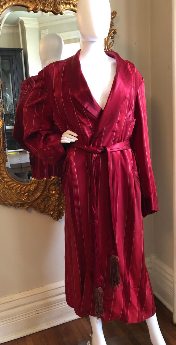 Vintage Mens Smoking Jacket Burgundy Wine Red Sati