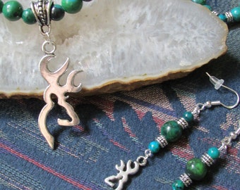 DE01 Fashion Jewelry Green Browning Deer Necklace Browning Jewelry,Gift 