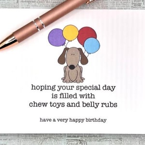 hoping your special day is filled with chew toys and belly rubs * dog card * dog * pet card * dog birthday card * dog lovers * birthday card