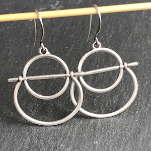 Silver Hoop Earrings   Boho Dangle Earrings
