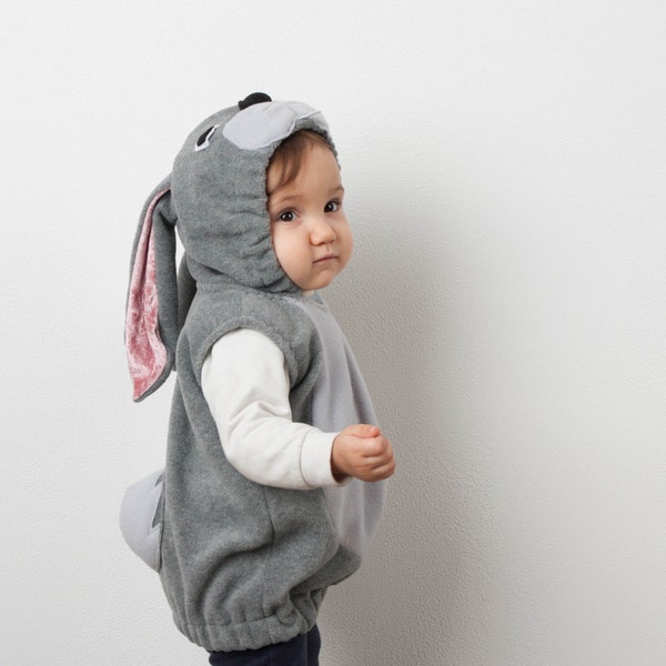 Rabbit Costume, Gray Bunny Halloween Costume, Party Costume for Boys or Girls, Toddler Outfit, Woodland, Baby Bunny Book Day