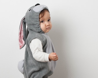 Rabbit Costume, Gray Bunny Halloween Costume, Party Costume for Boys or Girls, Toddler Outfit, Woodland, Baby Bunny Book Day