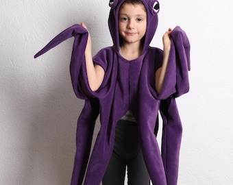 Purple Octopus Halloween Costume, Polar Fleece Vest, Sea Animal