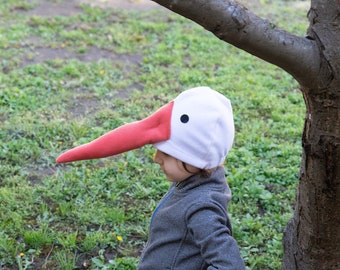 Chapeau de cigogne à grand bec, idéal pour se déguiser pour Halloween et vivre des aventures créatives