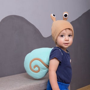 Baby Boy Halloween Costume, Mint Blue and Beige Snail Costume, Snail Shell and Hat Cosplay Accessory, For Girls Boys Toddlers