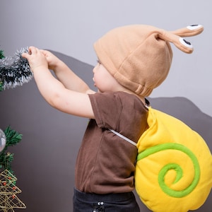 Baby Boy Halloween Costume, Yellow, Green and Beige Snail Costume, Snail Shell and Hat Cosplay Accessory, For Girls Boys Toddlers