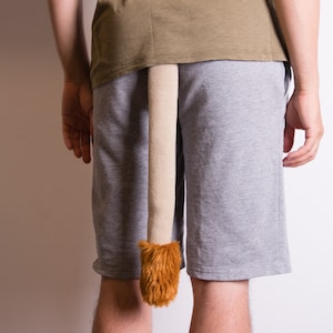 Löwenschwanz, Beige und Orange Kunstpelz, Photo Prop für Kinder oder Erwachsene, Cosplay, Pretend Play