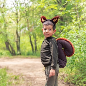 Squirrel Tail and Ears Set, Squirrel Headband and Tail, Animal Tail, Dress Up, Cosplay, Woodland Animal, Brown Furry Tail