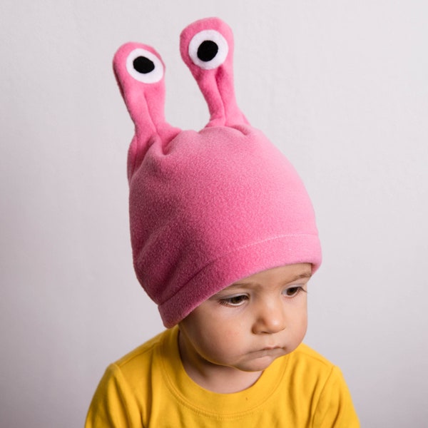 Pink Polar Fleece Hat, Pink Snail Hat, Alien Hat, Halloween Costume, Easter Gift, Toddler Girl Hat, Toddler Boy Hat