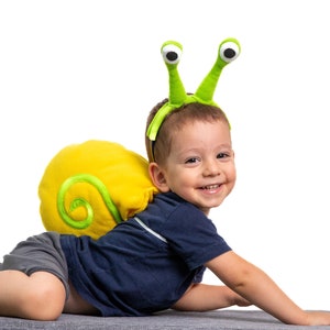 Baby Boy Snail Costume, Halloween Toddler Boy Costume, Snail Shell Cosplay Accessory in Yellow and Light Green