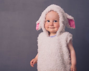 Sheep Costume, Toddlers Halloween Lamb Costume, Fluffy Soft White Sheep, For Boys or Girls, Baby Costume, Twin Halloween Costume