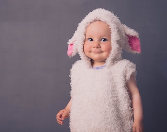 Sheep Costume, Toddlers Halloween Lamb Costume, Fluffy Soft White Sheep, For Boys or Girls, Baby Costume, Twin Halloween Costume