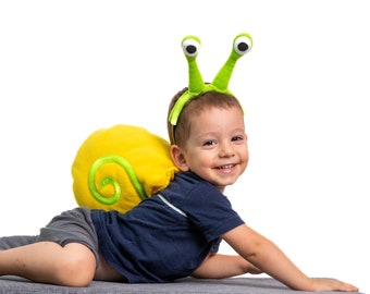 Baby Boy Snail Costume, Halloween Toddler Boy Costume, Snail Shell Cosplay Accessory in Yellow and Light Green