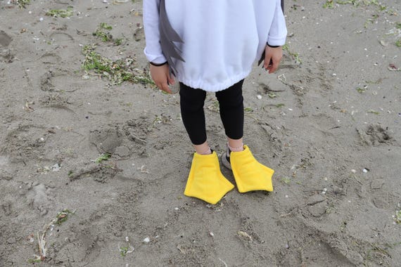 Yellow Duck Feet Shoe Covers - fun add on accessory for your Duck Halloween Costume or for kids pretend play, For Adult Penguin Costume