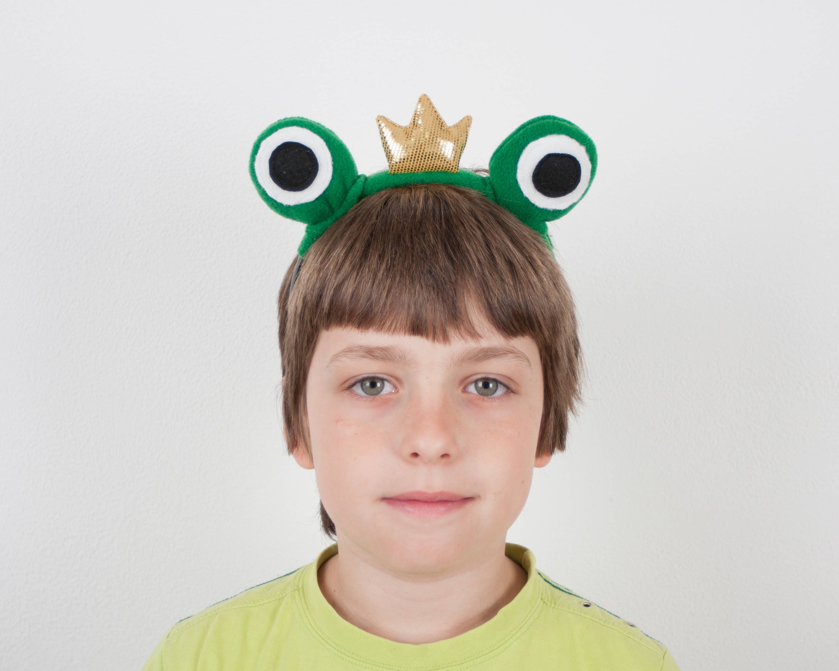 Frog Eyes Headband, Green Frog Prince Accessory for Halloween, Toad Children's or Adult's Photo Prop, Birthday Party Favors, Iron Henry