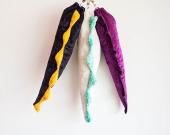 Dino Tails Party Pack - set of 3, Dragon Tails, Birthday Party Set, Dark Blue, Yellow White Mint Purple