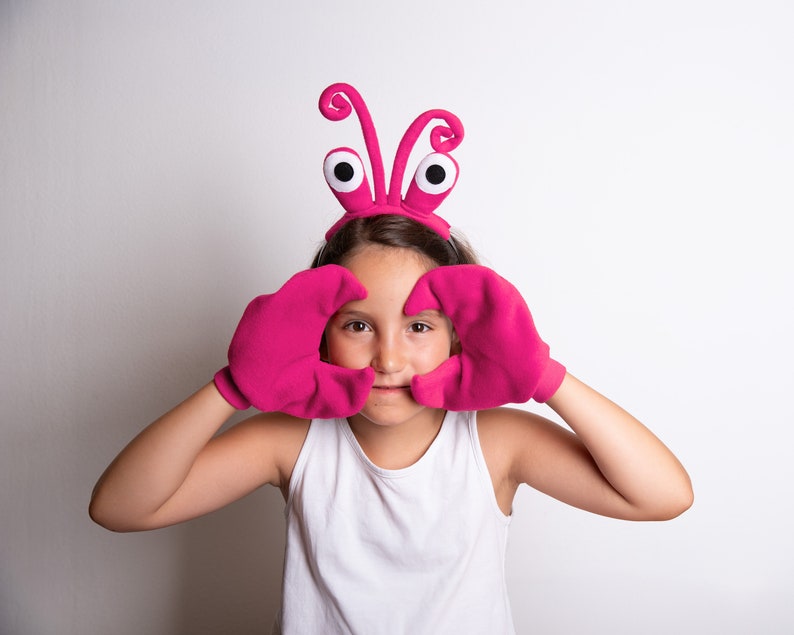 Pink Crab Costume, Eyes Headband and Crab Claws, Children's or Adult's Photo Prop, Pretend Play, Crab Halloween Set image 2