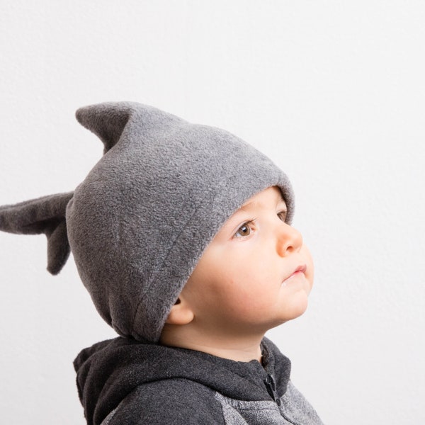 Sombrero de tiburón, Aleta y cola de tiburón, Sombrero gris polar de lana, Sombrero para bebés, niños pequeños y niños, Disfraz de tiburón de Halloween
